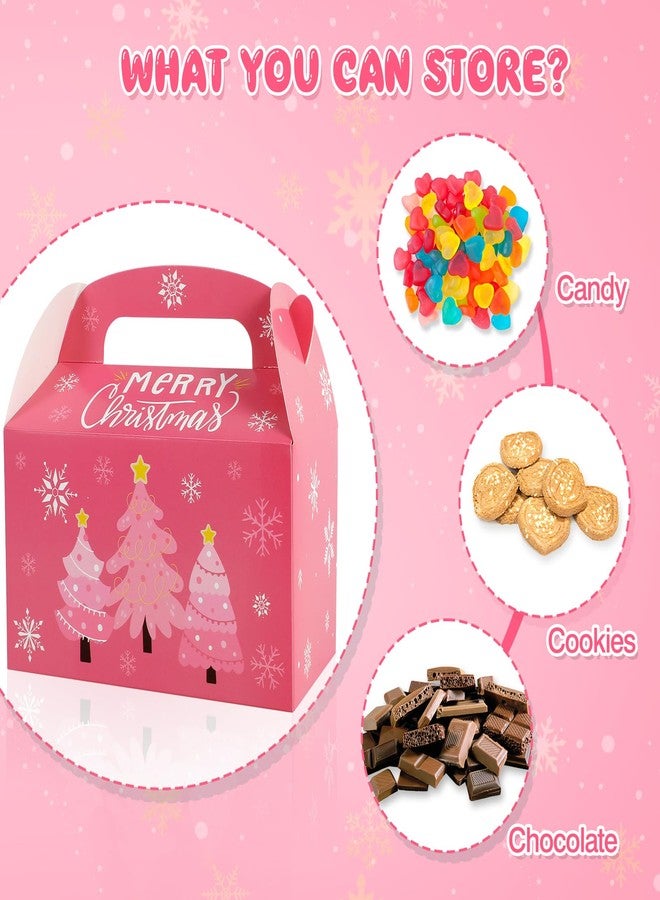 هواف مجموعة علب حلوى عيد الميلاد الوردية من HOWAF، 12 قطعة، علب هدايا سانتا كلوز مع مقبض، علب هدايا عيد الميلاد المجيد لتزيين حفلات عيد الميلاد الشتوية، علب ورقية وردية اللون لعطلات عيد الميلاد. - Image 4